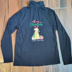 Christmas Longsleeve Black Turtleneck Women's Size Medium 8-10